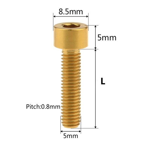 M5 Titanium Ti Allen Bolts Hex Socket Cap Head Screws 10/12/15/20-60mm for Bike - Picture 2 of 15
