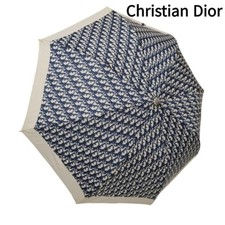 Christian Dior Trotter pattern folding umbrella button type parasol good conditi