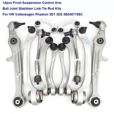 14X Front Suspension Control Arm Ball Joint Tie Rod Kits For VW Phaeton 3D1 3D2