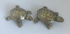 COUPLE DE TORTUES EN METAL ARGENTE/ ANNEES 2000