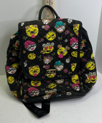 Betsy Johnson Quilted Backpack Emoji Black Multi Color | eBay display picture 1