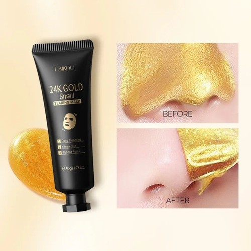 LAIKOU 24K Gold Sakura Peeling Face Mask Anti Wrinkle Whitening Blackhead Remove - Picture 4 of 6