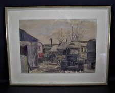 Aquarell 1930er/40er Jahre ZIRKUSWAGEN mit Traktor Hanomag Lanz - sign. K.Bre...