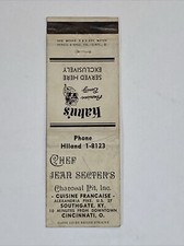 Vtg MATCHBOOK COVER Chef Jean Secter 's French restaurant, Cincinnati Ohio