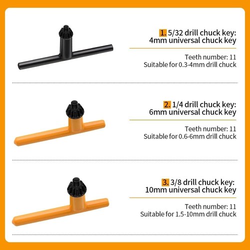 Drill Chuck Key Wrench 6 Sizes Drill Press Chuck Key Replacement Drill Clamp - Picture 4 of 8