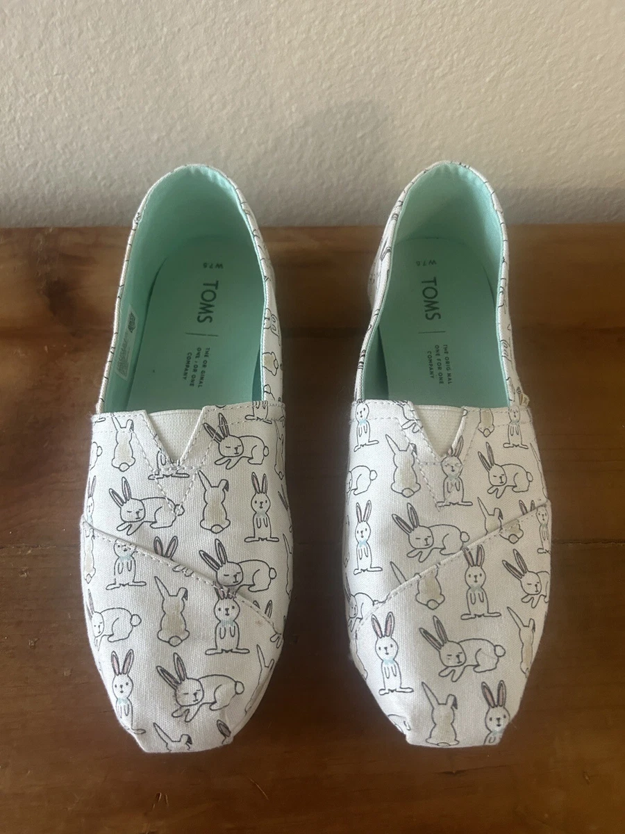 Women s Classic Toms Slip on Shoes Bunny Rabbit Easter Size