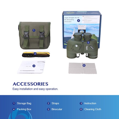 10X50 Binoculars Marine Military Telescope with Compass Rangefinder Waterproof - Picture 11 of 11
