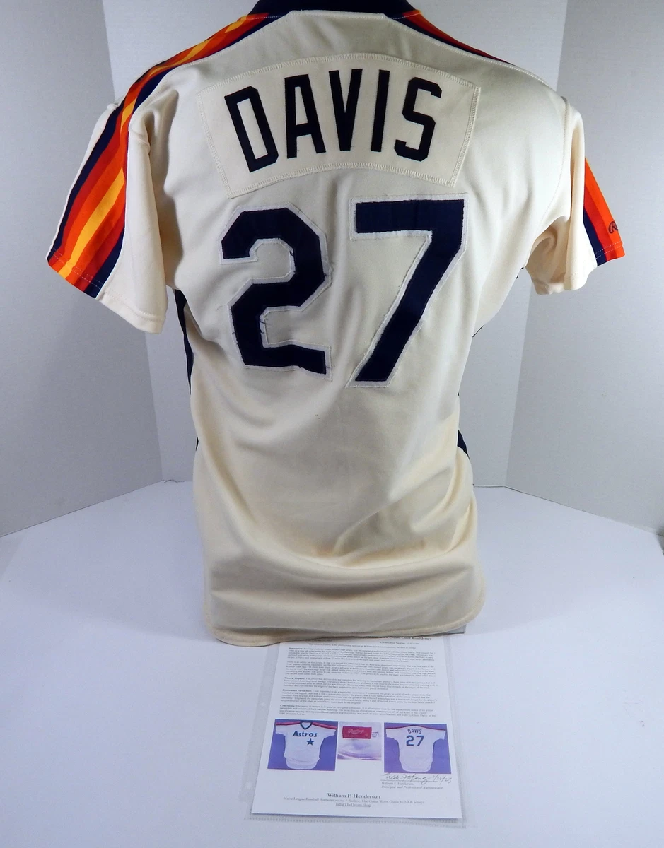 1986 Houston Astros Glenn Davis #27 Game Used Cream Jersey Henderson LOA 46  6