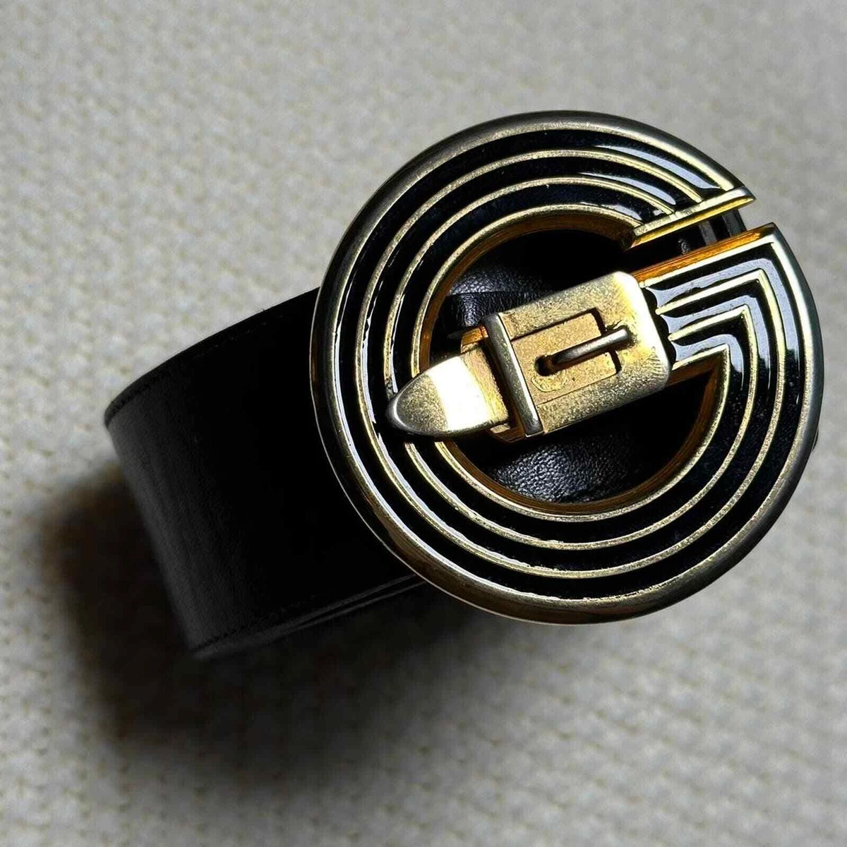 Gucci Vintage RARE Gold Dark Navy Women’s Belt Gucci Gold Belts for Women for sale | eBay main image 2
