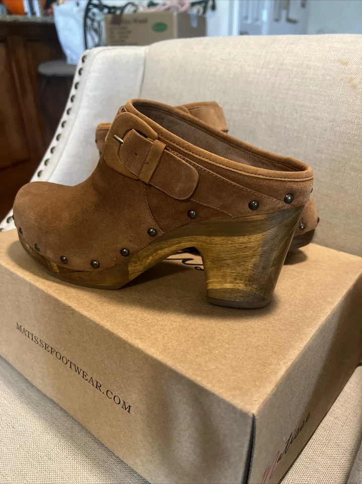 NUEVO EN CAJA Botas Matisse Stevie Fawn Gamuza Para Mujer Zueco Tacón Bloque Marrón Talla 9M 9  Foto 2 de 4