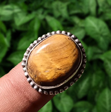 Tiger's Eye Gemstone Ring 925 Sterling Silver Plated Handmade Jewelry US SZ 5"