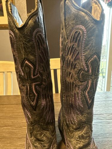 Corral Purple And Grey Wing Cross Cowboy Boots. Size 6.5 - Picture 4 of 18