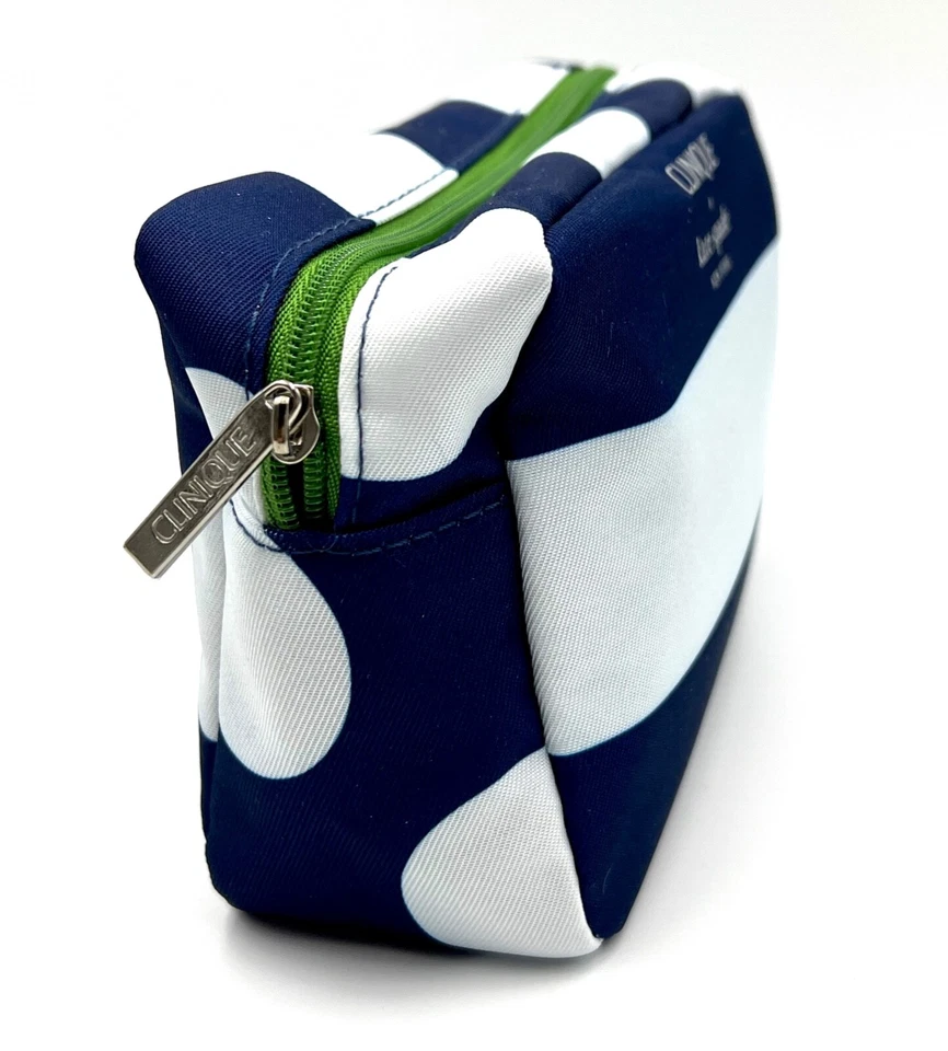 Clinique x Kate Spade белый темно-синий макияж сумка молнии мешок ~ две стороны вид - Изображение 3 из 4