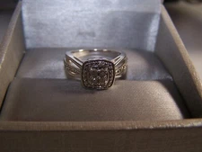 NEW ZALE'S JEWELERS HALO QUAD DIAMOND ACCENT SQUARE FRONT PROMISE RING SIZE 51/4