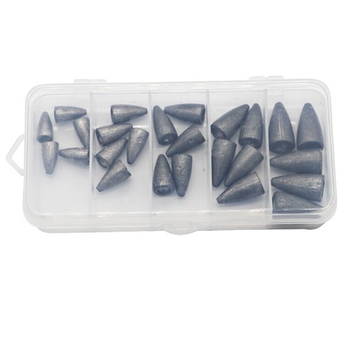 Kit pesi affondatori pesca proiettile 25 pezzi affondatori piombo per pesca acqua salata - Foto 6 di 6