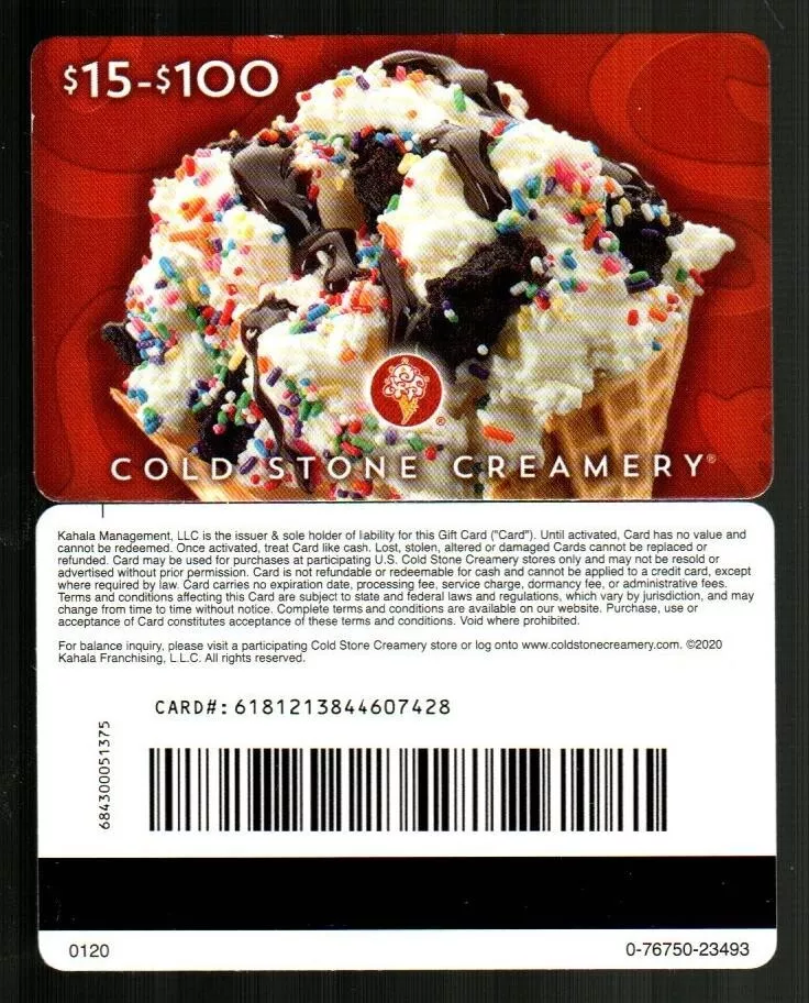 Cold stone gift on sale card