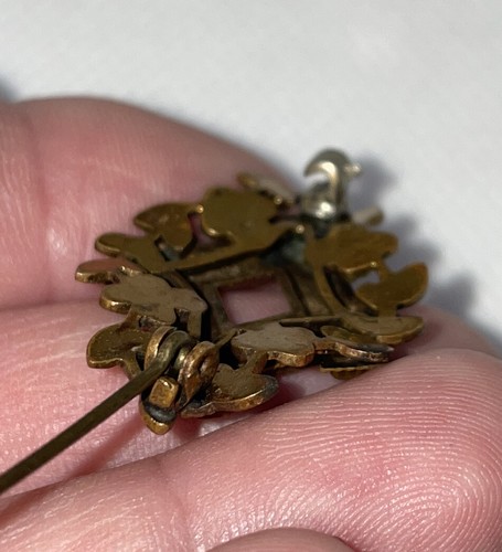 Small Antique Layered Pin Masonic? Old Hinge Coat Lapel Pin - Picture 9 of 11