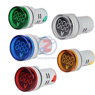 22MM AC 20-500V Round Mini LED Digital Display AC Voltage Tester Light Indicator