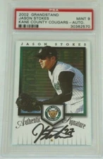 #4 2002 Grandstand JASON STOKES Kane County Cougars Authentic Auto PSA 9 MINT
