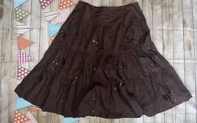 AVENUE SZ 14 BROWN SEQUENCE Long SKIRT