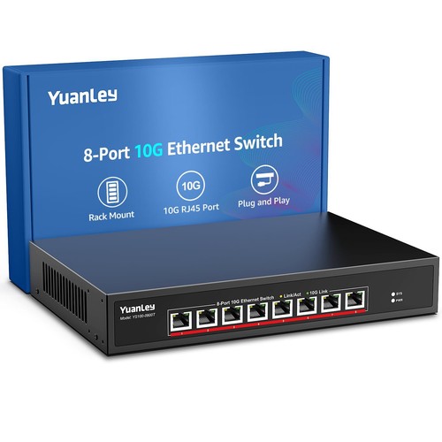 10G Switch Ethernet 8 Ports RJ45 10Gbps Supportant la Vitesse 10G/5G/2.5G/1G/...
