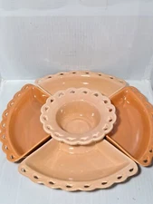 MCM Lattice Edge Chip and Dip Set Peach and Bisque USA