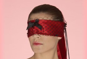 Agent Provocateur blindfold NEW red satin eyemask black fishnet veil TIE vintage