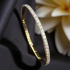 Stunning 5.08 Cts Round Brilliant Cut Diamonds Eternity Bangle 14K Yellow Gold