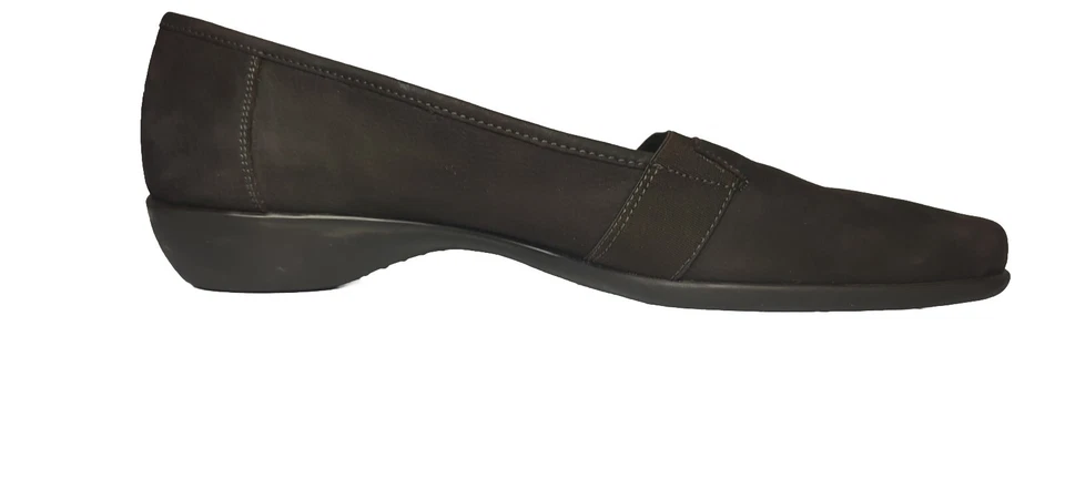 Mocasines sin cordones Sesto Meucci de cuero marrón gamuza 1 pulgada suela de goma tacón 81/2 N Foto 3 de 4