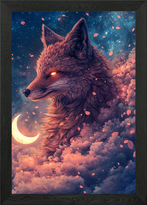 Fuchs in den Wolken Gerahmtes Wandbild Poster Leinwanddruck Bild