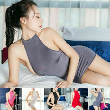 Sexy Women's Sheer See Through Backless Bodycon Short Mini Dress Teddy Babydoll