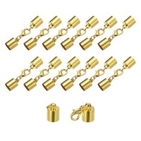 20 Sets Lederkordel-Endkappen Passend FüR 7,3Mm Kordeln, Goldton