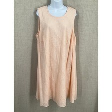 Calvin Klein Dress Womens 18W Peach Eyelet Lace Sleeveless Shift Minimalist*
