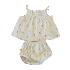 Rylee + Cru Smocked Tank and Bloomer Set Lemons Size 0-3 Months Baby Outfit