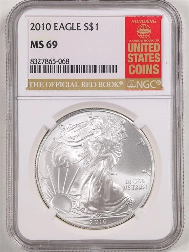2010 1oz Silver American Eagle MS 69 NGC 8327865-068