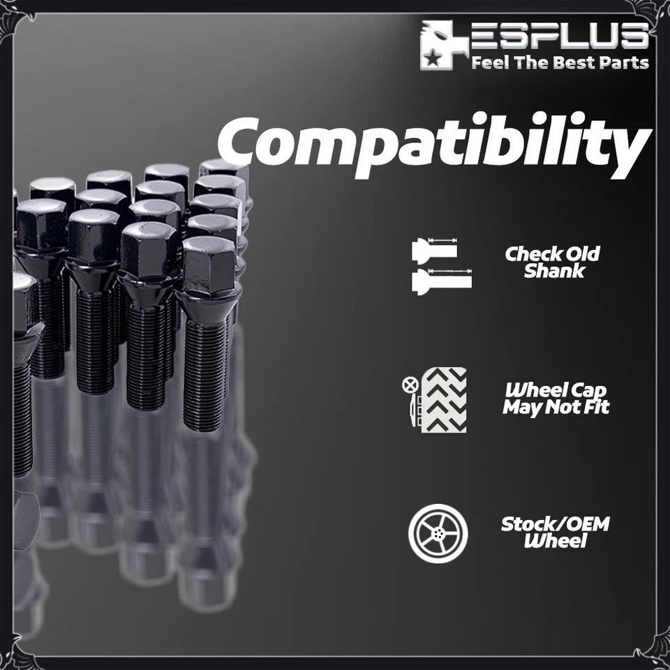 [20] Perno de tuerca de rueda negro BMW & MINI 14X1.25 vástago de 40 mm para espaciador de 10-14 mm de espesor Foto 4 de 4