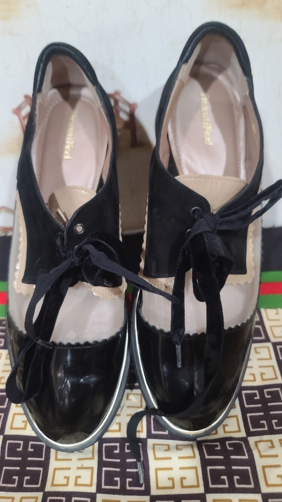 BEAUTIFEEL SUZE 10M SNEAKERS BLACK SILVER PATENT LEATHER  SUEDE SHEER.