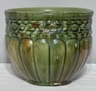 Antique 1920s Brush McCoy Blended Majolica Ribbed Jardiniere Planter – Flawless — photo 2
