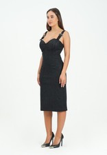 VERSACE JEANS COUTURE Women's Black Midi Dress Buckle Midi Dress Baroque