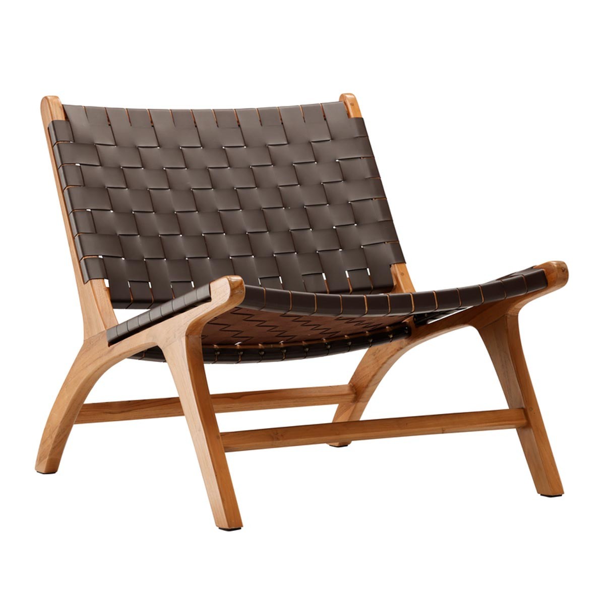 Fauteuil en Teck Rike Bois Marron Salon Moderne 80cm