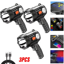 1-3PCS Solar/USB Super Bright Rechargeable LED Spotlight Flashlight Searchlight