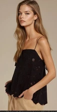 NWT! NORR - LOISA (Liana) Designer Strappy embroidered tank - Black. Size 38