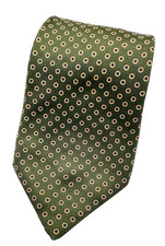 Brooks Brothers Makers Olive Green Neat Silk Tie – Gold & Navy Ring Motif – USA
