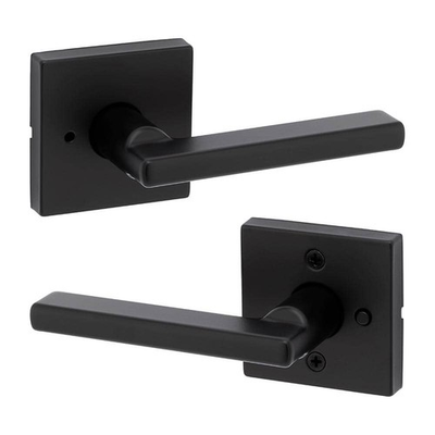#ad Kwikset Halifax Square Matte Black Privacy Bed Bath Door Handle with Lock $22.99