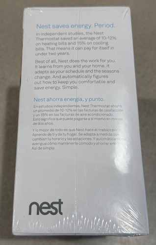 SEALED Nest 3rd Generation Learning Thermostat T3007ES Stainless Steel - Picture 5 of 5