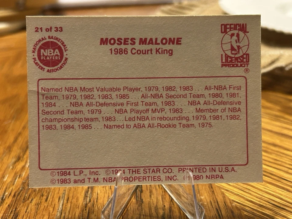 1986 Star Court Kings - #21 Moses Malone READ!!! - Image 3 of 3