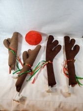 Plush Rudolph The Reindeer Antler Car Decorations   4 Antlers   1 Red Nose