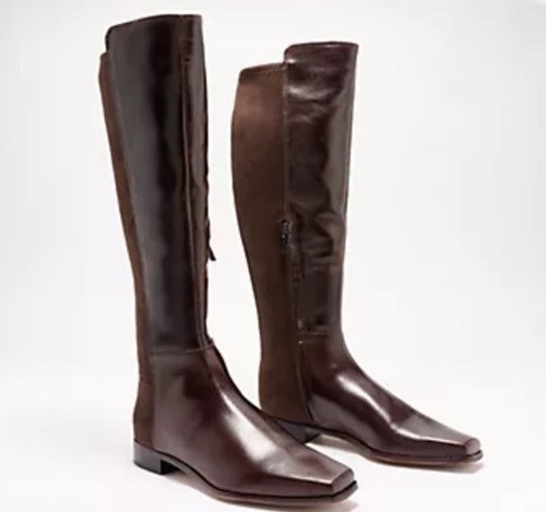 New Vince Camuto Librina Leather Tall Shaft Pointed Toe Boots Brown Size 9M