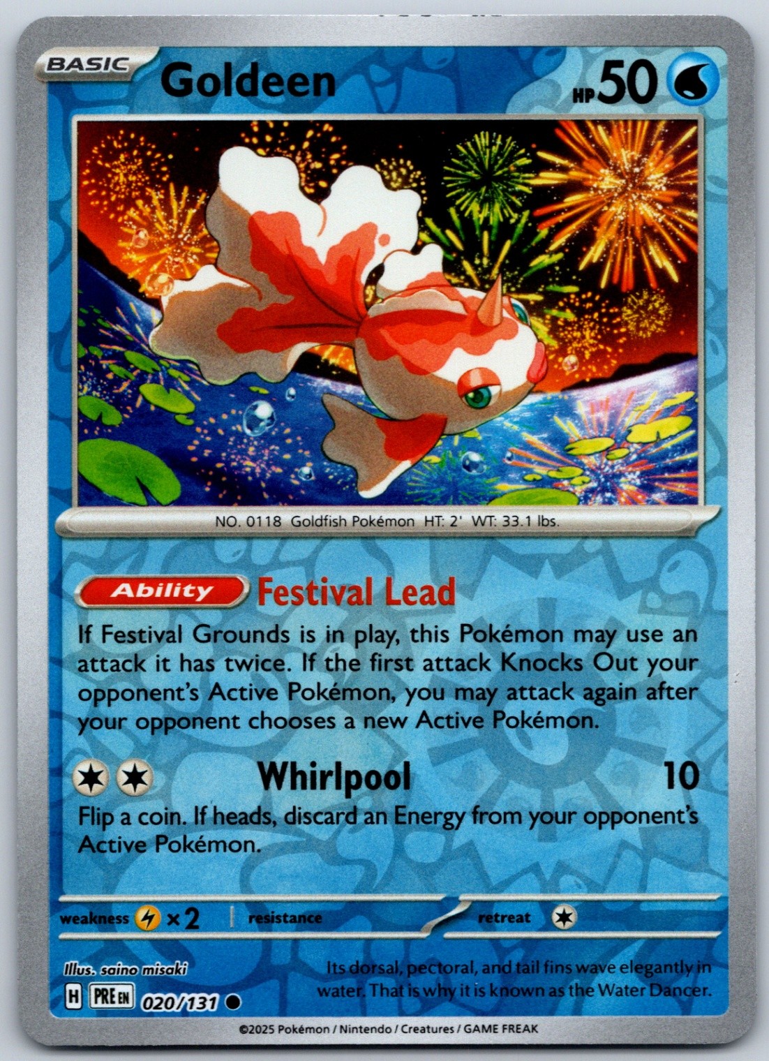 Goldeen Reverse Holo Common SV: Prismatic Evolutions 020/131 NM