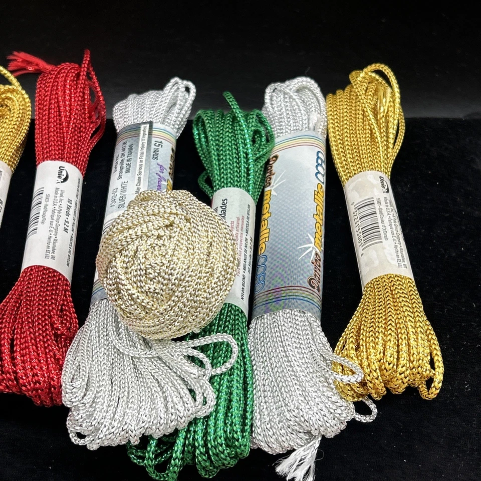 Lote Navidad De Colección Borde Metálico Cordón Trenza Adorno Dorado Plata Verde Rojo 200 Yd Foto 3 de 4